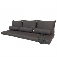 Bankkissen sitz/rücken/3rolle 180x60cm souffle - Ribera dunkelgrau (wasserabweisend)