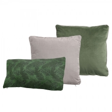 Zierkissenset - Outdoor velvet grün und Panama taupe 45x45cm und Ruiz grün 50x30cm